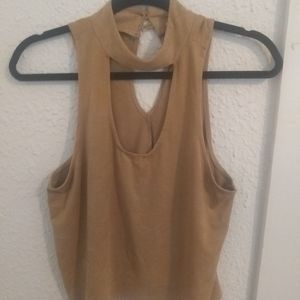 Heart hips beige velvet tank top